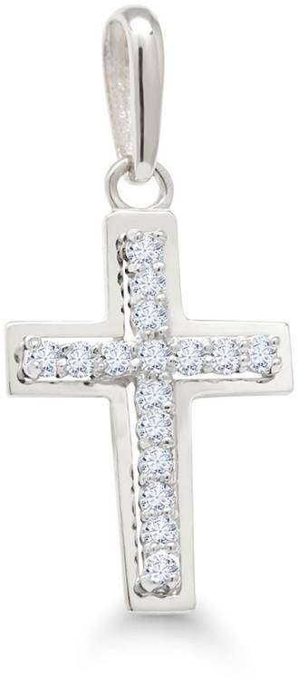 Valkokultainen risti 13mm zirkoneilla 6-61488ZW - Rippiristi kulta - 6-61488ZW - 1