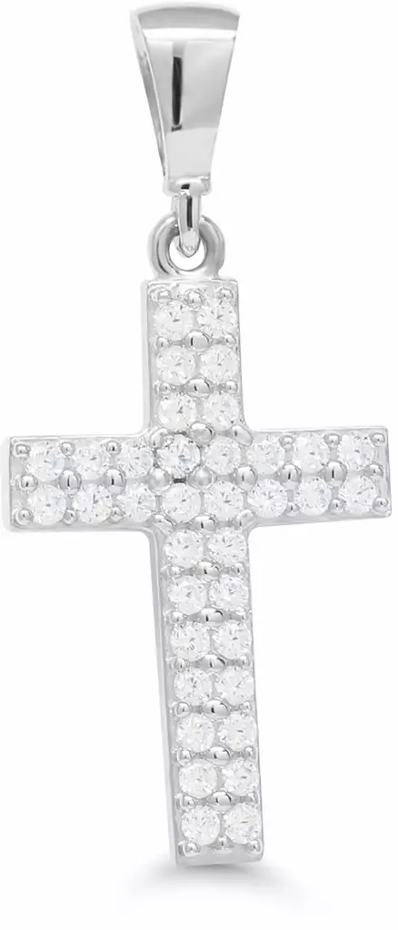 Valkokultainen ristiriipus 23mm zirkonein 6-2403WW - Rippiristi kulta - 6-2403WW - 1