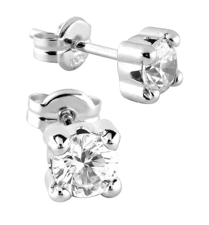 Valkokultaiset korvakorut zirkoneilla - Kultaiset korvakorut - 5-10284W - 1