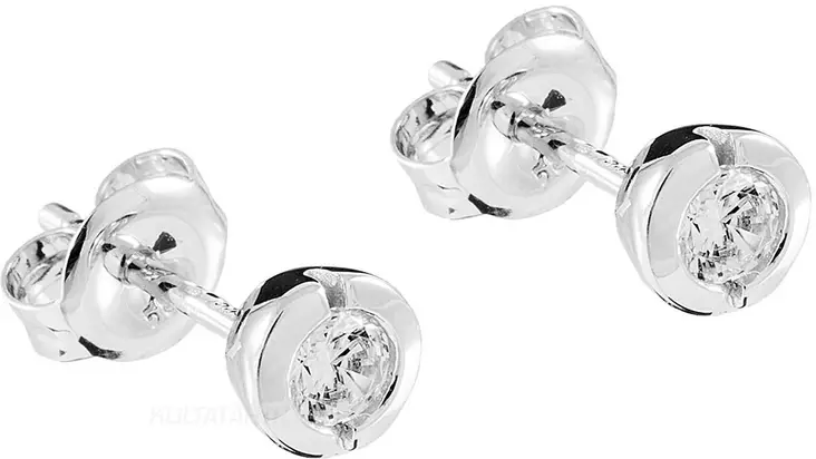 Valkokultaiset timanttikorvakorut C32-1055W - Kultaiset korvakorut - C32-1055W - 1