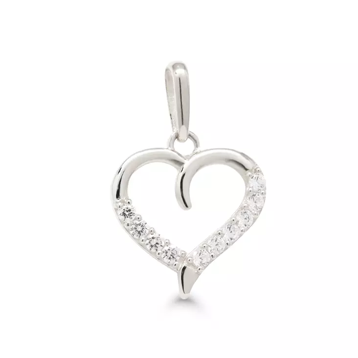 Sydän riipus zirkonein 9,2 x10,4mm valkokultaa - Kultaiset riipukset - 6-P64024ZW - 1