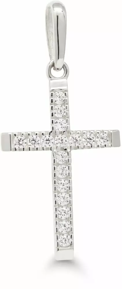Valkokultainen risti zirkoneilla 9K-65251ZW - Rippiristi - 9K-65251ZW - 1