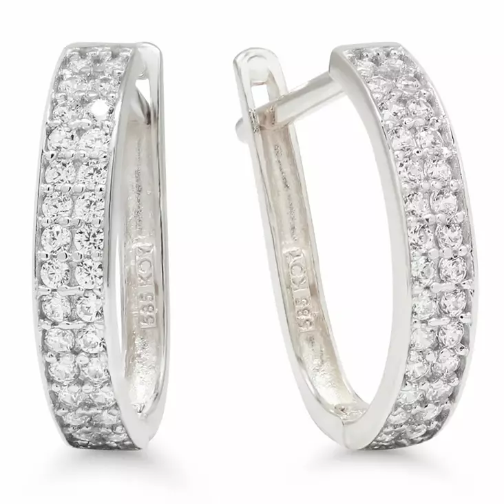 Valkokultaiset korvakorut zirkoneilla 6-43371ZW - Kultaiset korvakorut - 6-43371ZW - 1