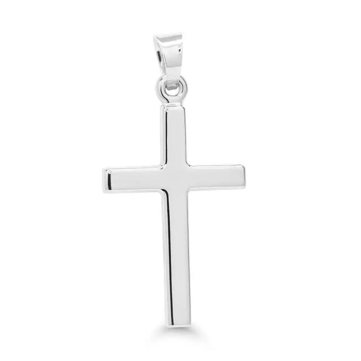 Valkokultainen ristiriipus 25,5mm sileä - Rippiristi kulta - 6-3434W - 1