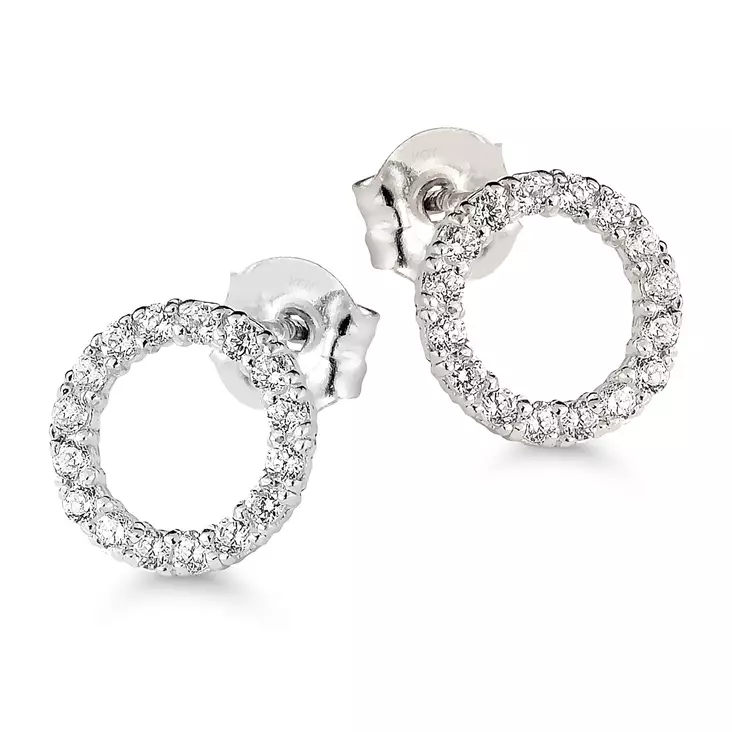 Valkokultakorvakorut ympyrä - Kultaiset korvakorut - K-E35254ZW - 1