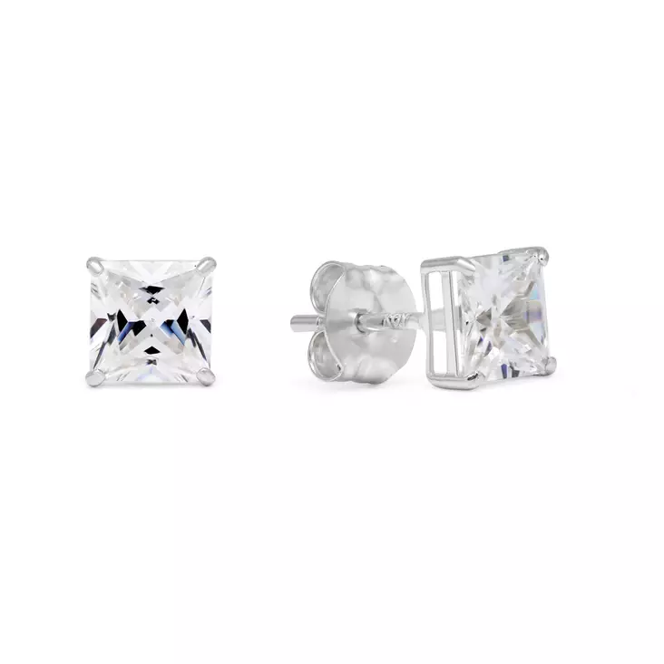 Valkokultakorvakorut zirkoneilla, 4mm - Kultaiset korvakorut - K-SC44ZW - 1