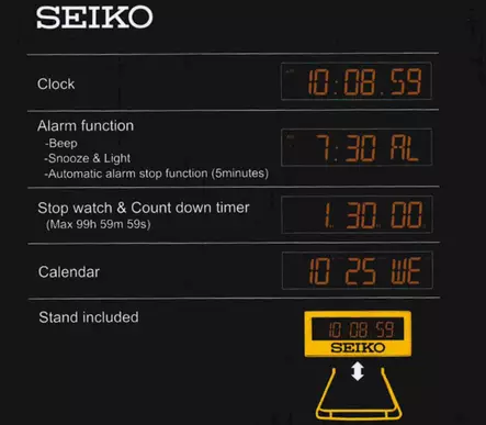 Seiko her=C3=A4tyskello ajanotolla QHL062Y - Herätyskellot - QHL062Y - 2