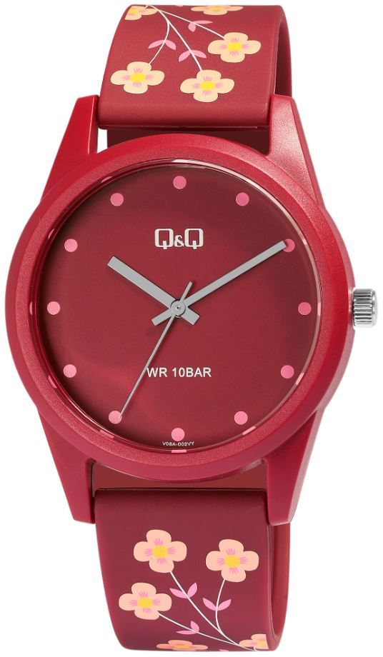 Q&Q N punainen kukkakuvio V08A-002VY - Q&Q miesten rannekellot - V08A-002VY - 1