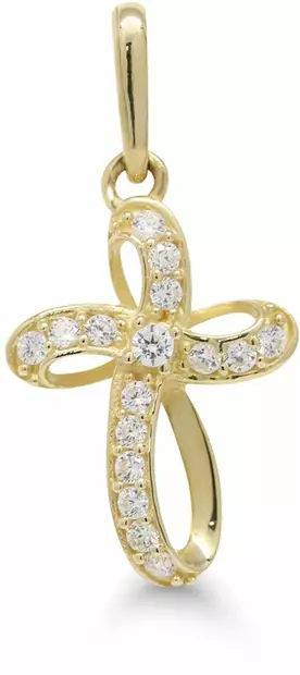 Kaunis kultainen risti zirkoneilla 6-P63322Z - Rippiristi kulta - 6-P63322Z - 2