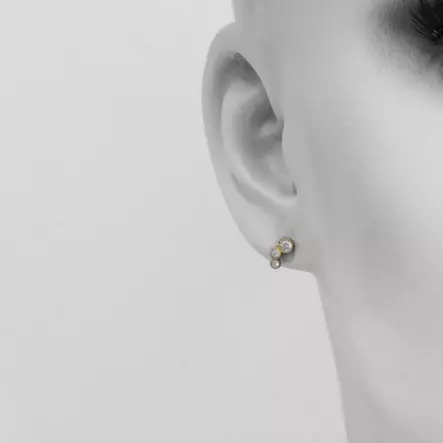 Kultaiset Korvanapit Kolmella Zirkonilla K-E93821Z - Kultaiset korvakorut - 6-E93821Z - 2