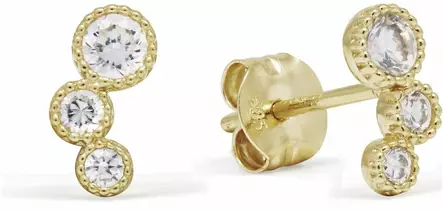 Kultaiset Korvanapit Kolmella Zirkonilla K-E93821Z - Kultaiset korvakorut - 6-E93821Z - 1