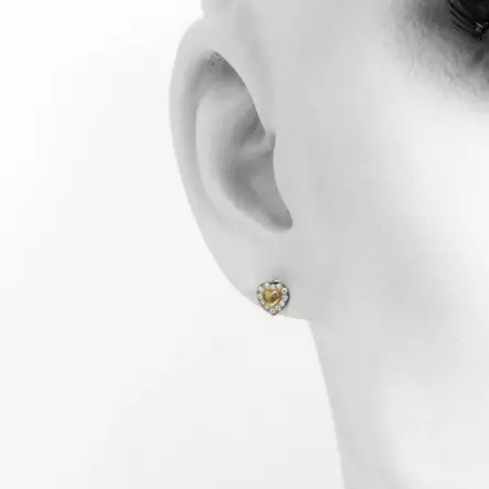 Kultaiset sydänkorvakorut zirkoneilla - Kultaiset korvakorut - 6-E35205Z - 2