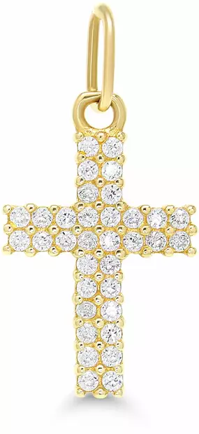 Kultainen risti 17mm zirkoneilla - Rippiristi kulta - 6-0564Z - 1
