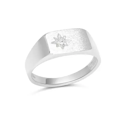 Kastesormus kantaso zirkonilla rodinoitu - Kastesormukset - SBR-8137Z - 1