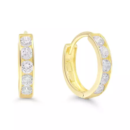 Keltakultakorvarenkaat zirkoneilla 9,2mm - Kultaiset korvakorut - K-E3745Z - 1