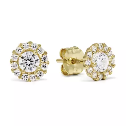 Korvanapit pyöreät zirkonit - Kultaiset korvakorut - K-E36282Z - 1