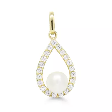 Kultainen helmiriipus zirkoneilla - Kultaiset riipukset - P0221Z - 1