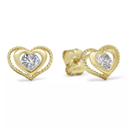 Kultakorvakorut sydän zirkonilla 8 x 5,5 - Kultaiset korvakorut - K-E90470Z - 1