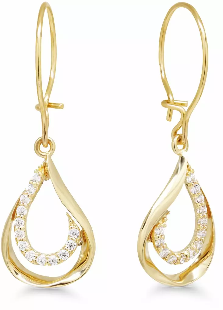 6-E91978Z Korvakoru zirkonein koukku - Kultaiset korvakorut - 6-E91978Z - 1