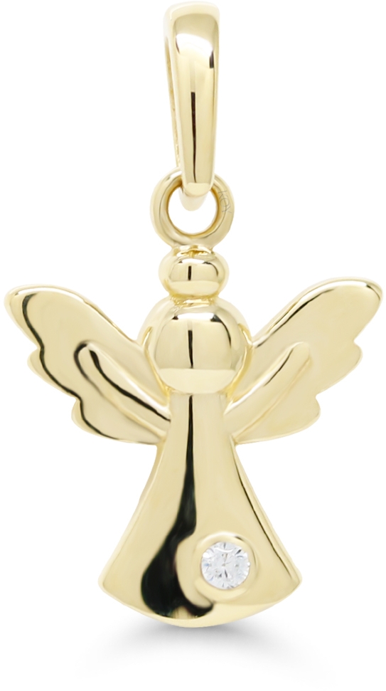 Enkeli riipus yhdellä zirkonilla 6-0081Z - Kultaiset riipukset - 6-0081Z - 1