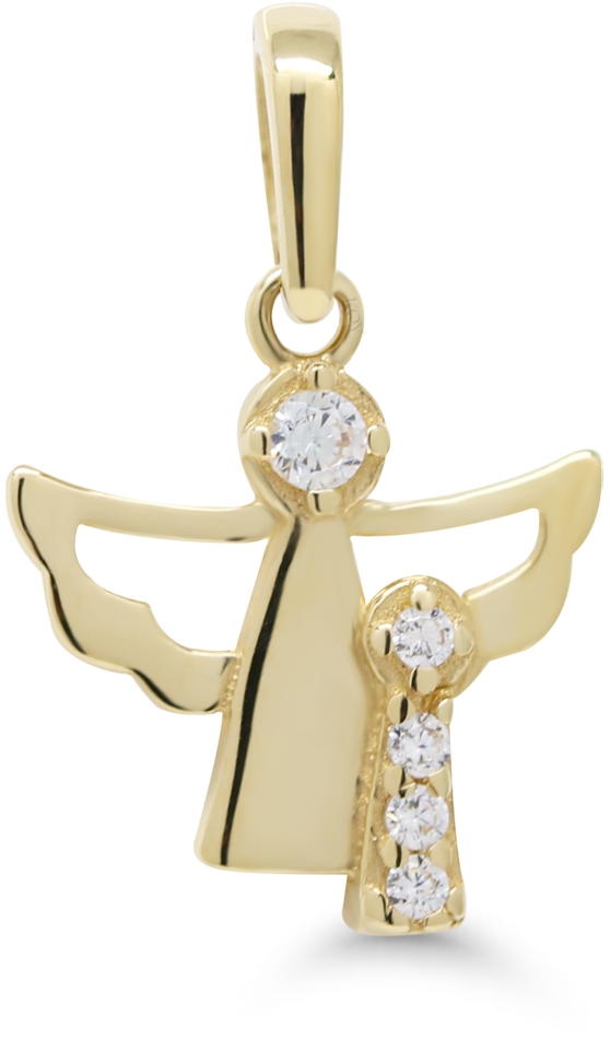 Enkeli riipus zirkonein kultaa - Kultaiset riipukset - 6-0079Z - 1