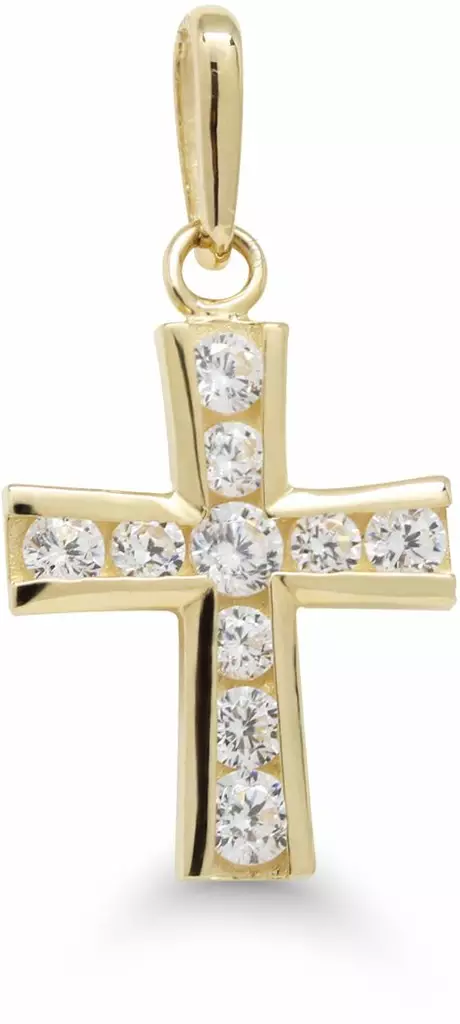 Kultainen Risti Zirkoneilla 6-P61176Z - Rippiristi kulta - 6-P61176Z - 1
