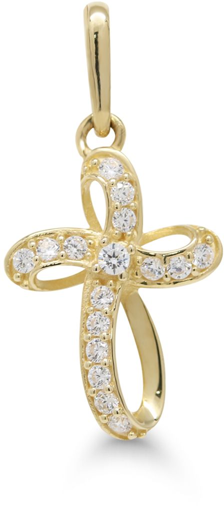 Kaunis kultainen risti zirkoneilla 6-P63322Z - Rippiristi kulta - 6-P63322Z - 2