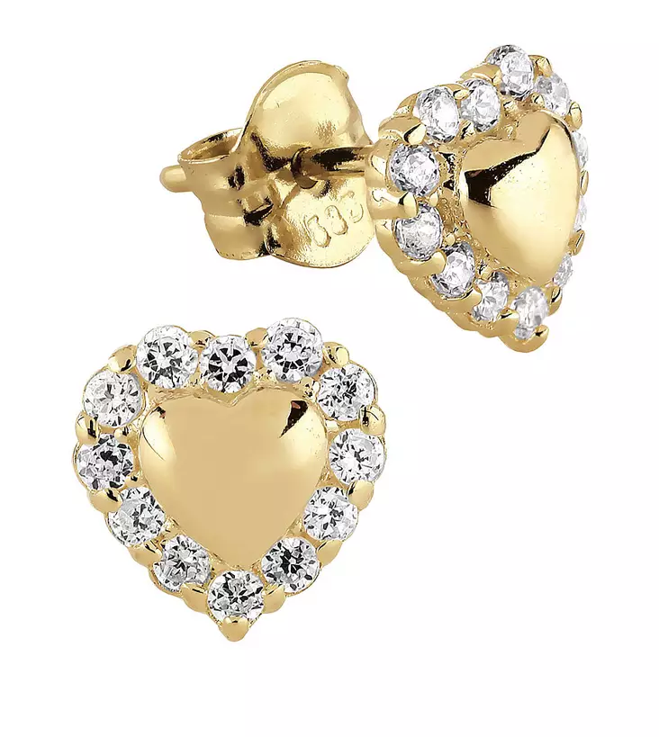 Kultaiset syd=C3=A4nkorvakorut zirkoneilla - Kultaiset korvakorut - 6-E35205Z - 1