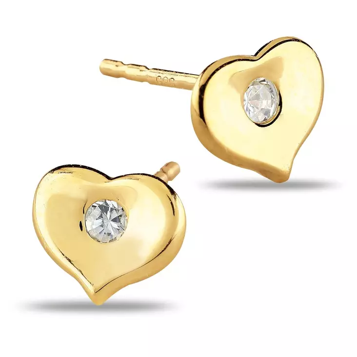 Kultaiset syd=C3=A4nkorvakorut zirkoneilla - Kultaiset korvakorut - K-E32885Z - 1