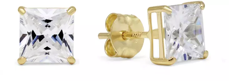 Neliö Zirkon korvakorut 5x5mm 6-SC55Z - Kultaiset korvakorut - 6-SC55Z - 1