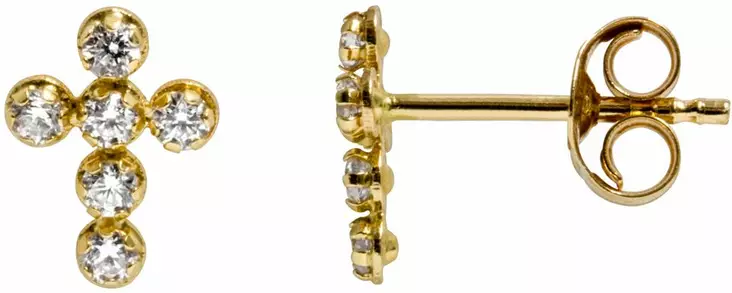 Risti korvakoru zirkonioin 6-1883Z - Kultaiset korvakorut - 6-1883Z - 1
