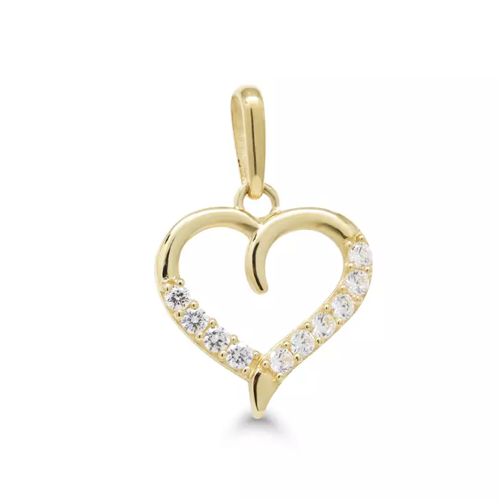 Sydän riipus zirkonein 9,2 x10,4mm keltakultaa - Kultaiset riipukset - 6-P64024Z - 1
