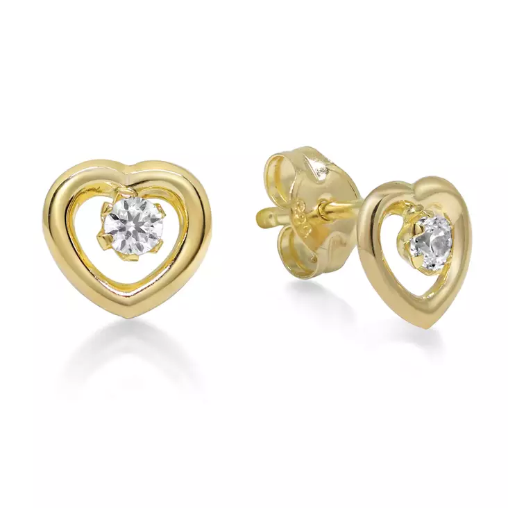 KK TAPPI SYDÄN ZIRKONILLA - Kultaiset korvakorut - 123161Z - 1