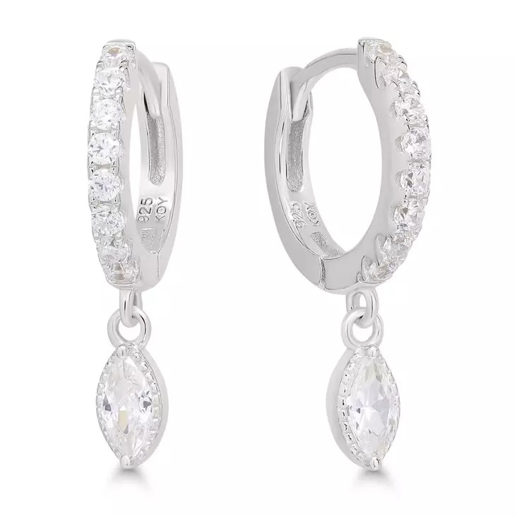 Hopearenkaat zirkoneilla - Hopeiset korvakorut - 15527Z - 1