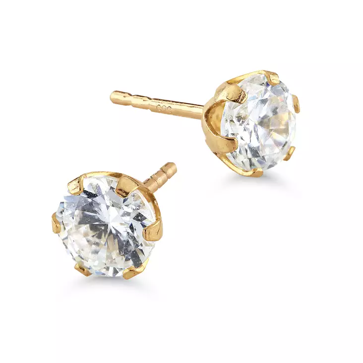 Kultakorvakorut zirkoneilla 4mm - Kultaiset korvakorut - 6-148991Z - 1