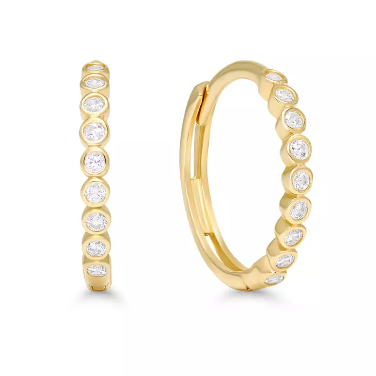 Kultakorvakorut saranarenkaat zirkoneill - Kultaiset korvakorut - 6-49522Z - 1