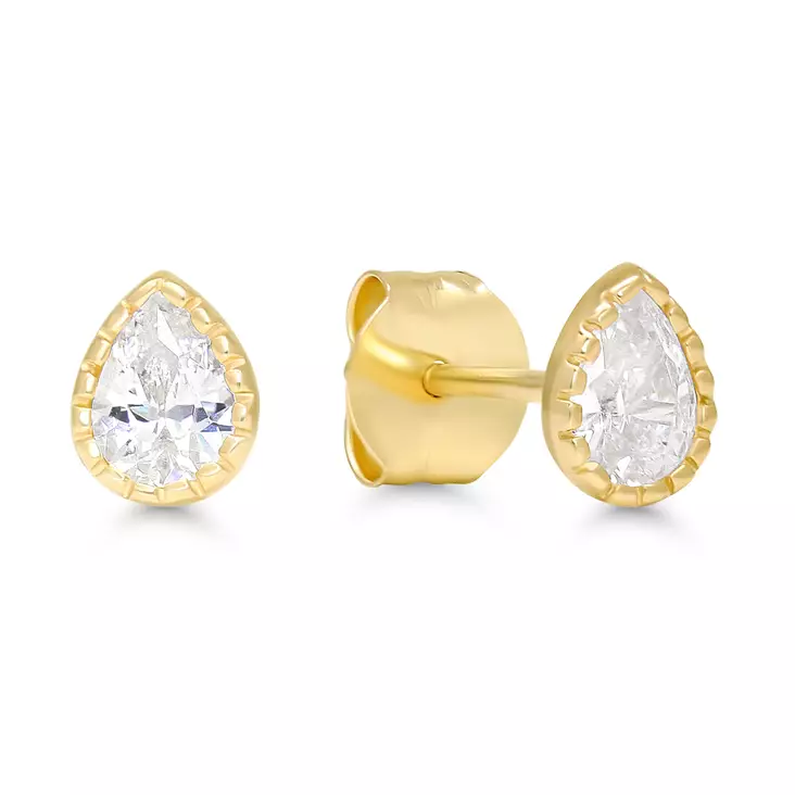 Korvakoruut Pisara 3x5mm zirkoni - Kultaiset korvakorut - 6-E11037Z - 1