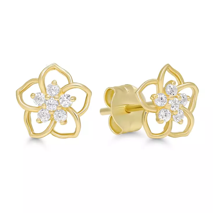 Kultakorvakorut zirkon kukka 6-E13106Z - Kultaiset korvakorut - 6-E13106Z - 1