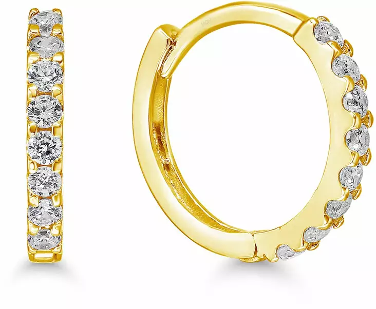 Saranalliset kultakorvarenkaat zirkoneil - Kultaiset korvakorut - 6-E44726Z - 1