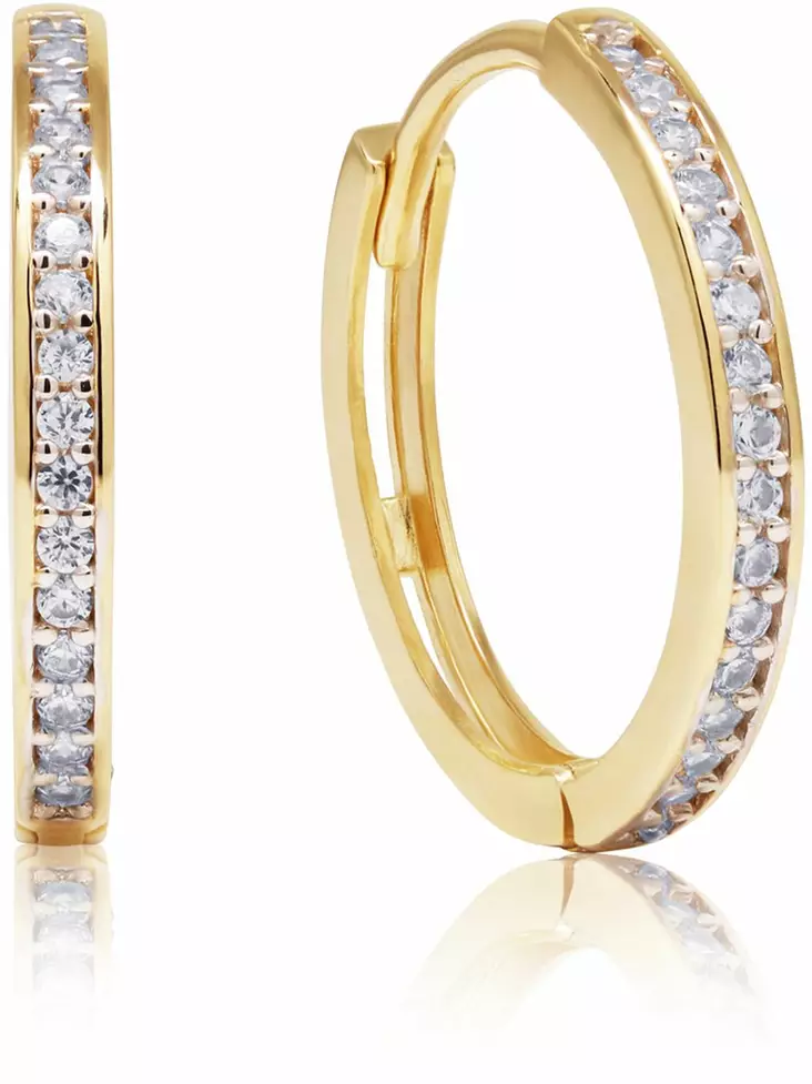 Saranalliset kultakorvarenkaat zirkoneil - Kultaiset korvakorut - 6-E45281Z - 1