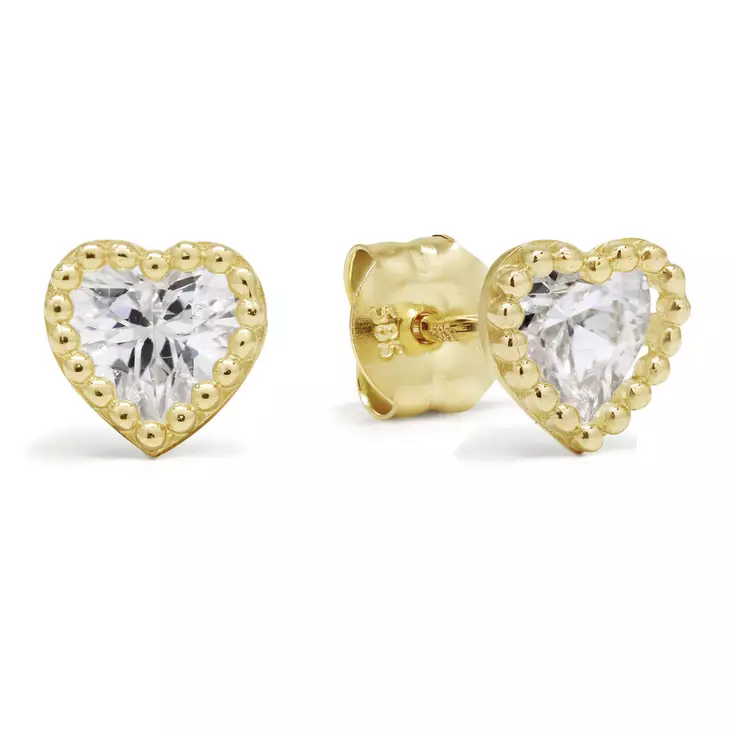 Kultakorvakorut sydän zirkonilla 5mm - Kultaiset korvakorut - 6-E91412Z - 1