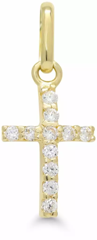 Keltakultainen risti 13mm zirkoneilla - Rippiristi kulta - 6-LMP-7531Z - 1