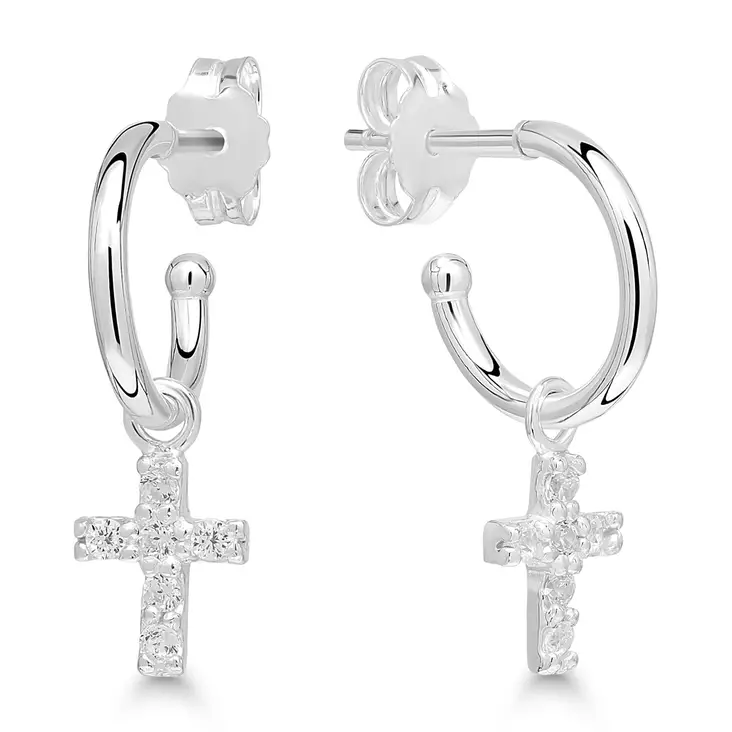 Hopearenkaat roikkuvilla risteillä - Hopeiset korvakorut - AE-210416Z - 1