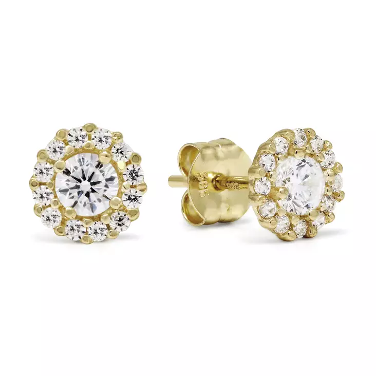 Korvanapit pyöreät zirkonit - Kultaiset korvakorut - K-E36282Z - 1