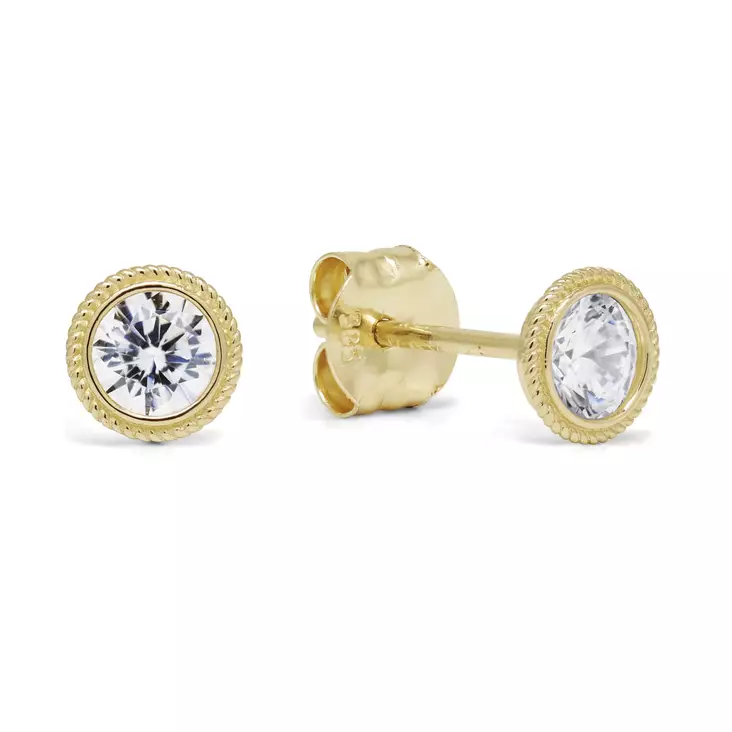 Kultakorvakorut zirkoneilla 4,3mm - Kultaiset korvakorut - K-E96325Z - 1