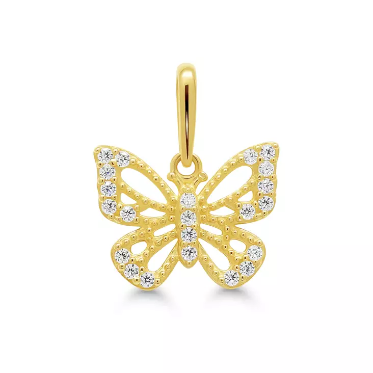 Kultariipus perhonen zirkoneilla 10mm - Kultaiset riipukset - K-P86191Z - 1