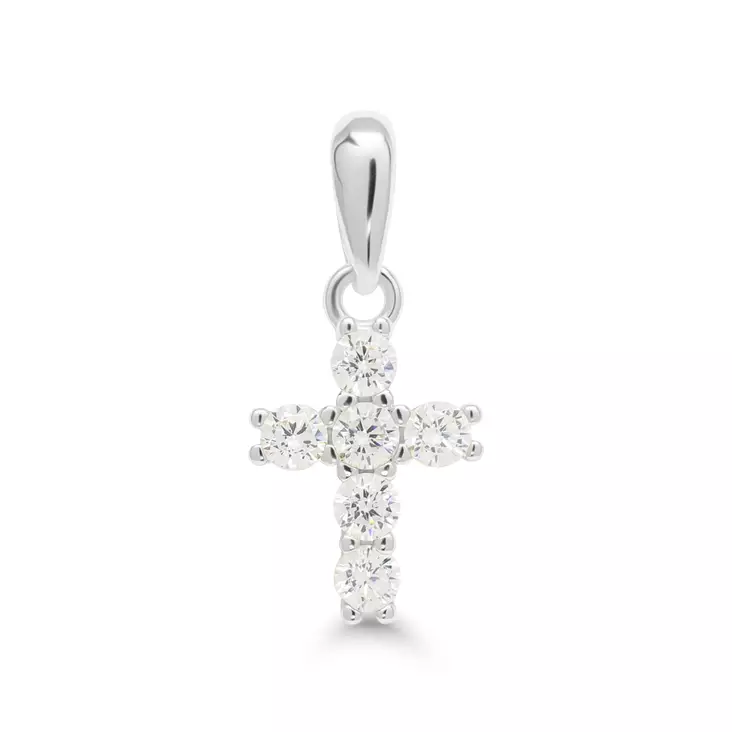 Hopea ristiriipus zirkoneilla - Hopeiset riipukset - P19389Z - 1