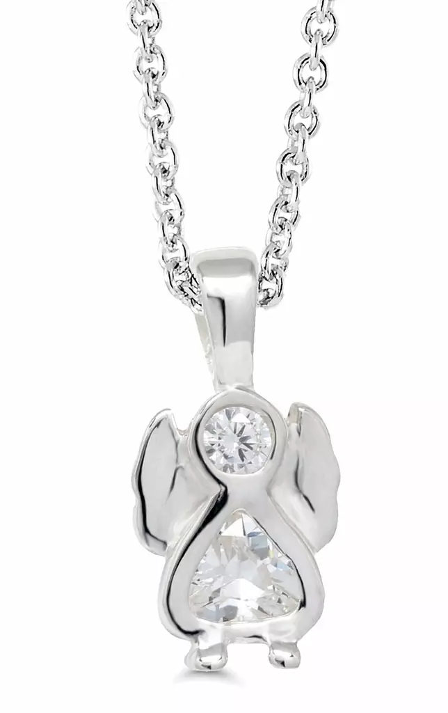 Hopeinen enkeli riipus zirkon kirkas - Hopeiset kaulakorut - 6-342351Z - 1