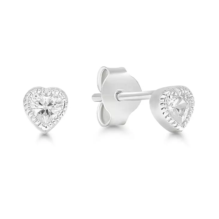 Sydän tappi korvakoru kirkas - Hopeiset korvakorut - WE-70274Z - 1