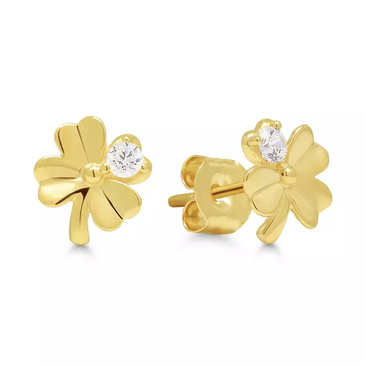Neliapila kultakorvakorut zirkoneilla - Kultaiset korvakorut - K-E21232Z - 1